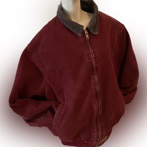 (Fits like men’s L) RARE Red Carhartt vintage worn Detroit jacket
